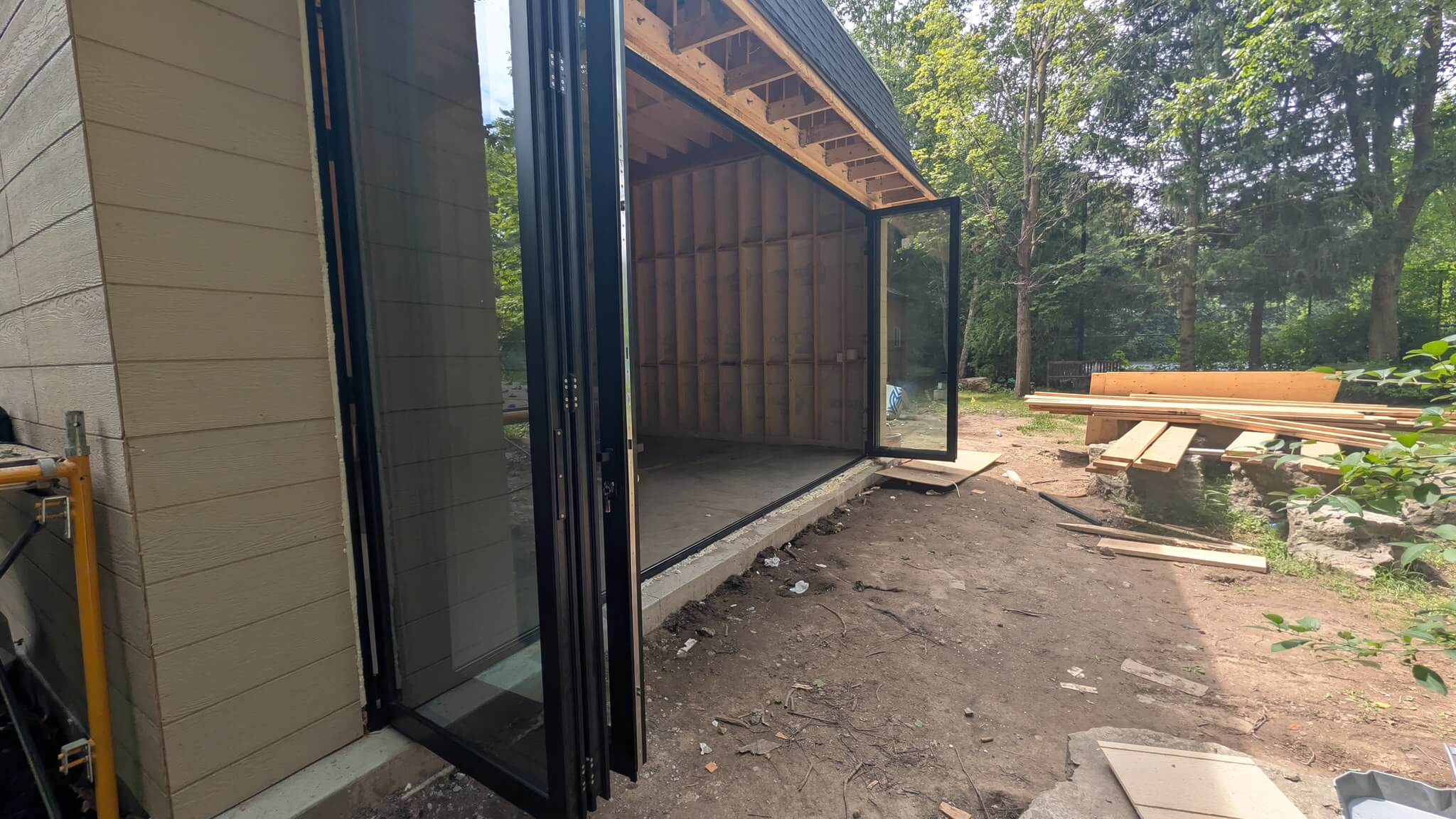 Exterior bifold glass doors installation