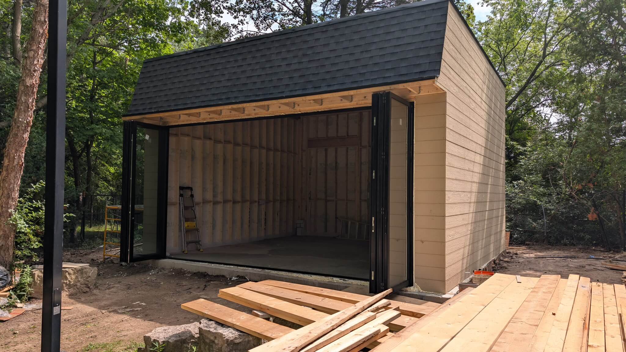 Aluminum folding patio doors backyard project